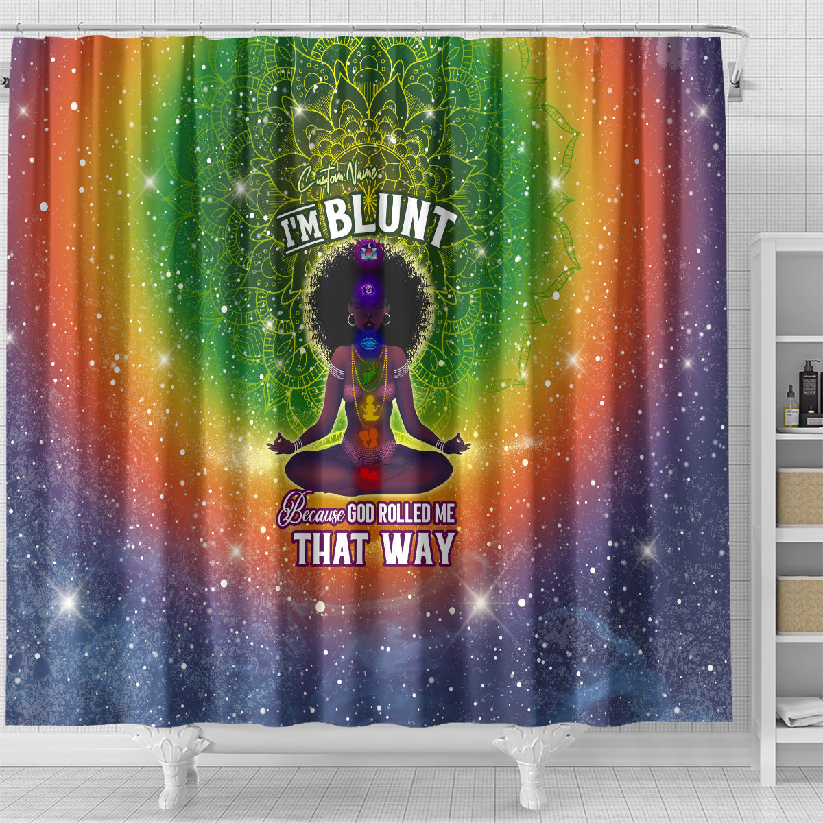 I'm Blunt African Shower Curtain Black Women Mandala