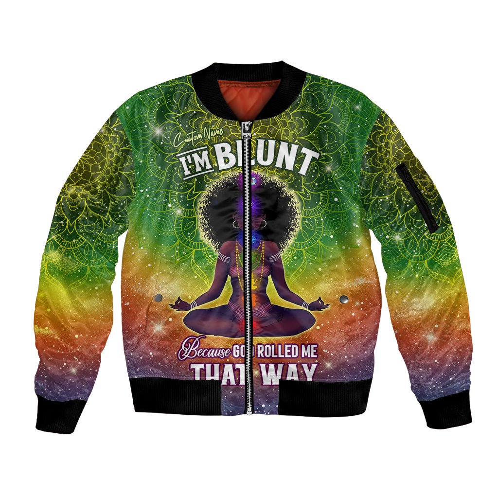 I'm Blunt African Sleeve Zip Bomber Jacket Black Women Mandala - Wonder Print Shop