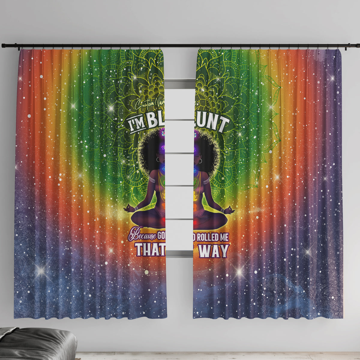 I'm Blunt African Window Curtain Black Women Mandala - Wonder Print Shop