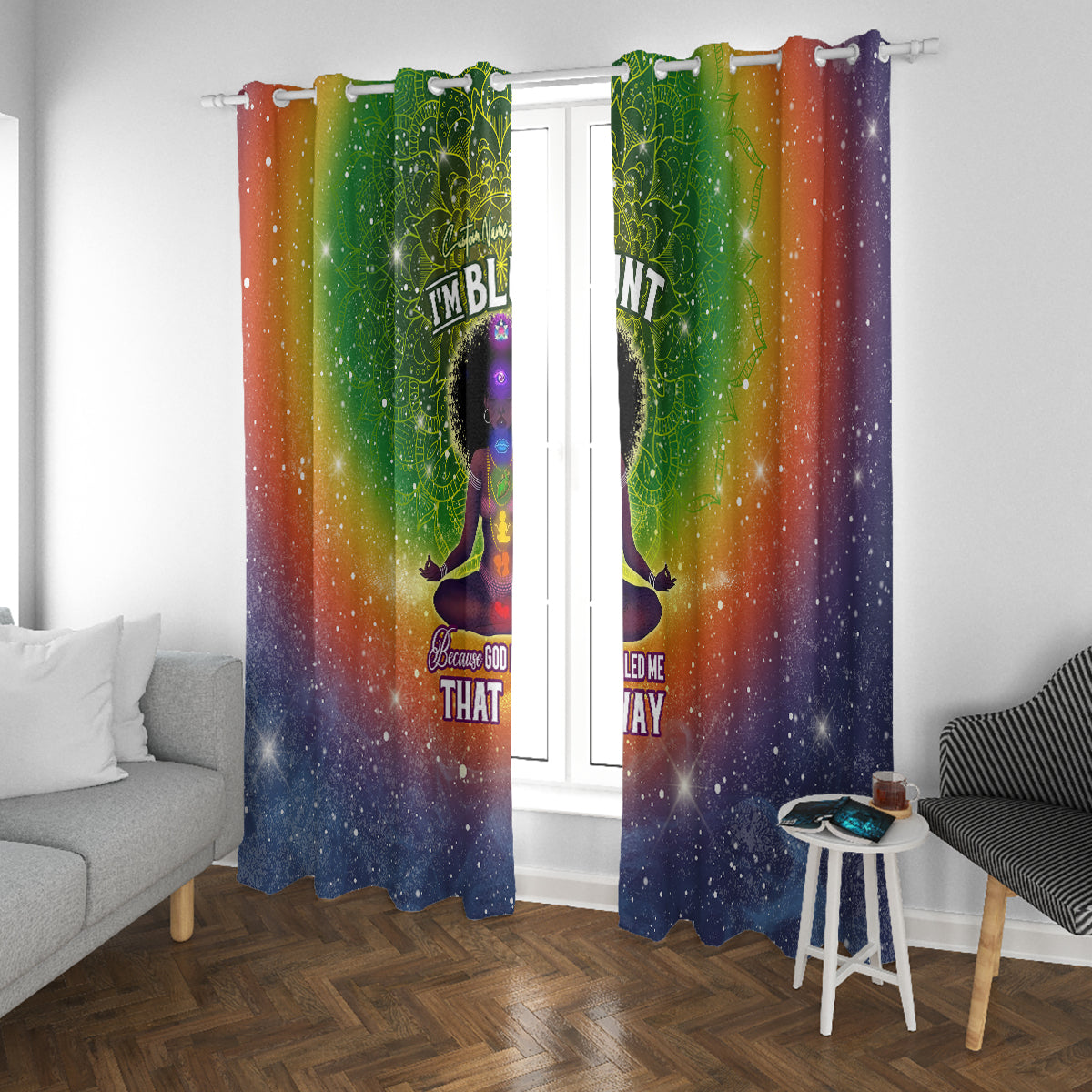 I'm Blunt African Window Curtain Black Women Mandala - Wonder Print Shop