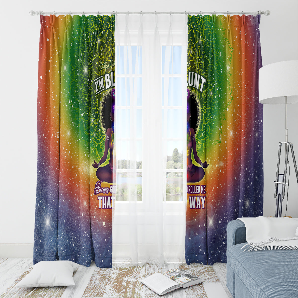 I'm Blunt African Window Curtain Black Women Mandala - Wonder Print Shop