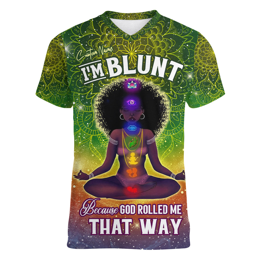 I'm Blunt African Women V Neck T Shirt Black Women Mandala - Wonder Print Shop