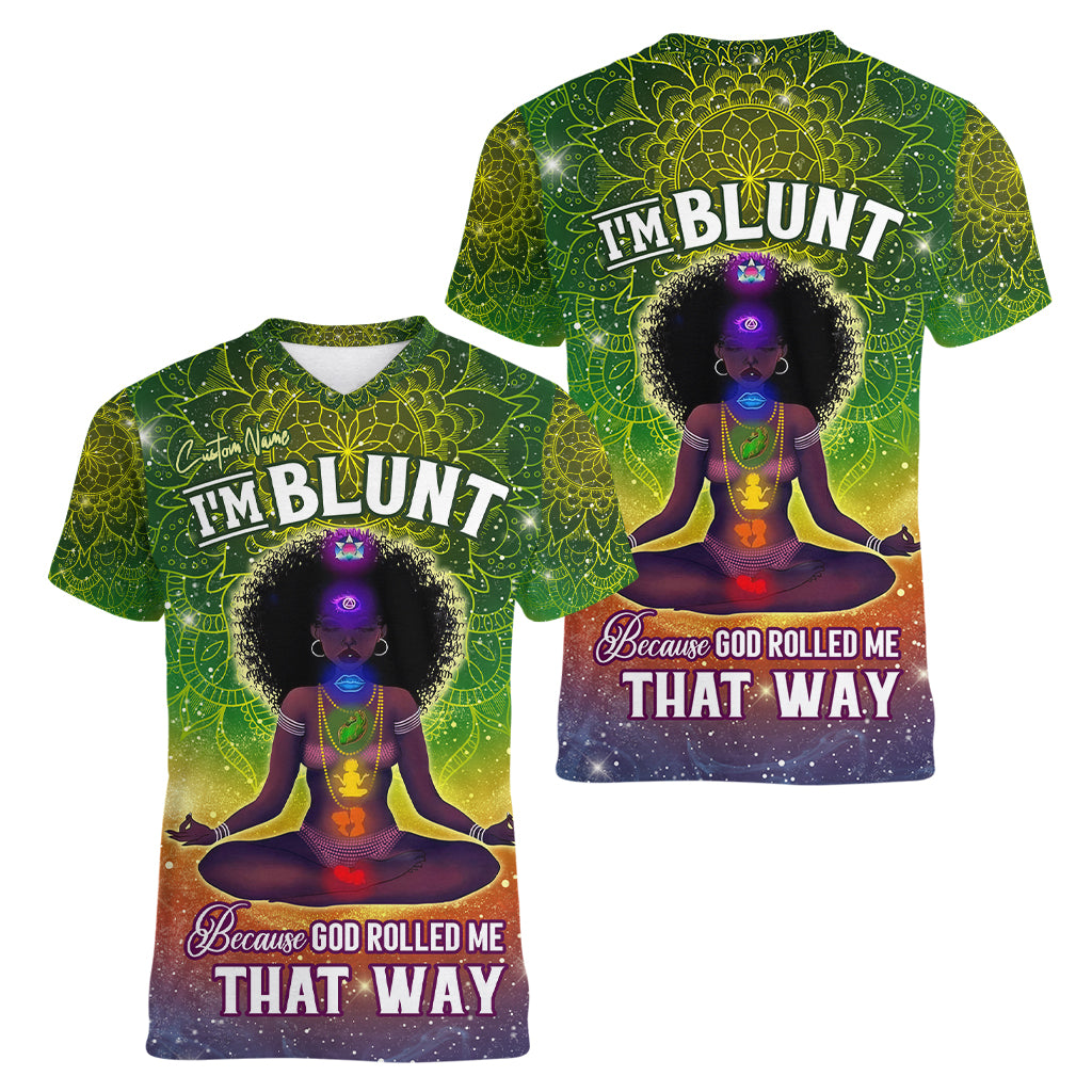 I'm Blunt African Women V Neck T Shirt Black Women Mandala - Wonder Print Shop