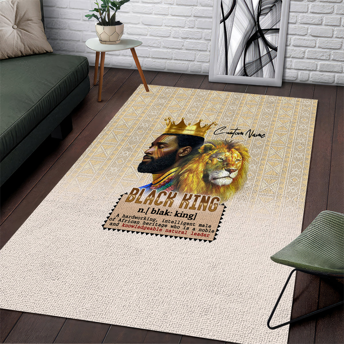 Lion Black King Area Rug African Heritage - Wonder Print Shop