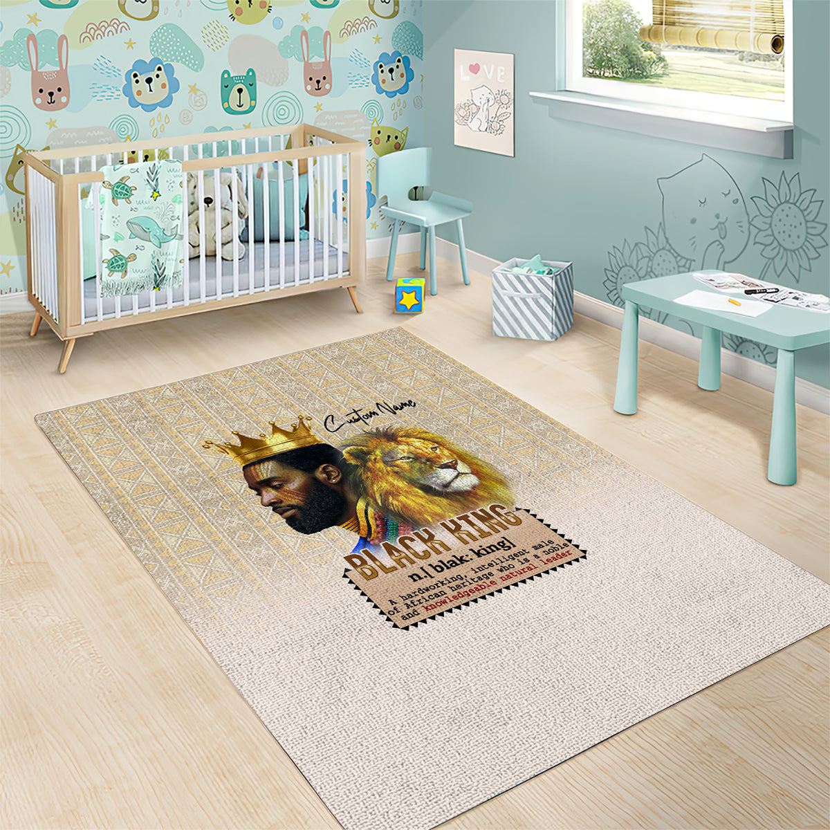 Lion Black King Area Rug African Heritage - Wonder Print Shop