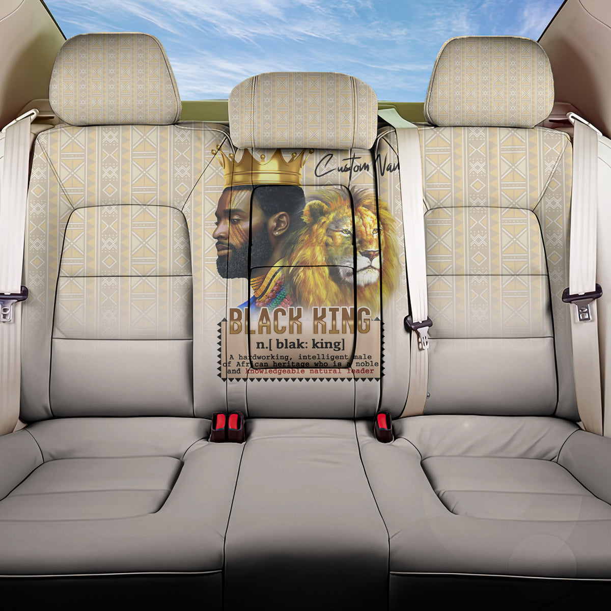 Lion Black King Back Car Seat Cover African Heritage - Wonder Print Shop