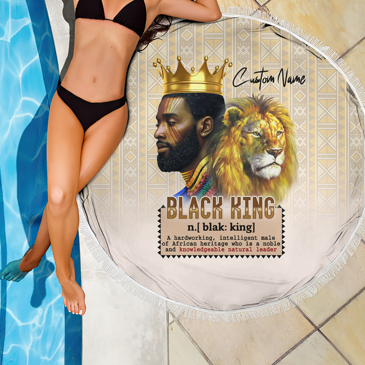Lion Black King Beach Blanket African Heritage - Wonder Print Shop