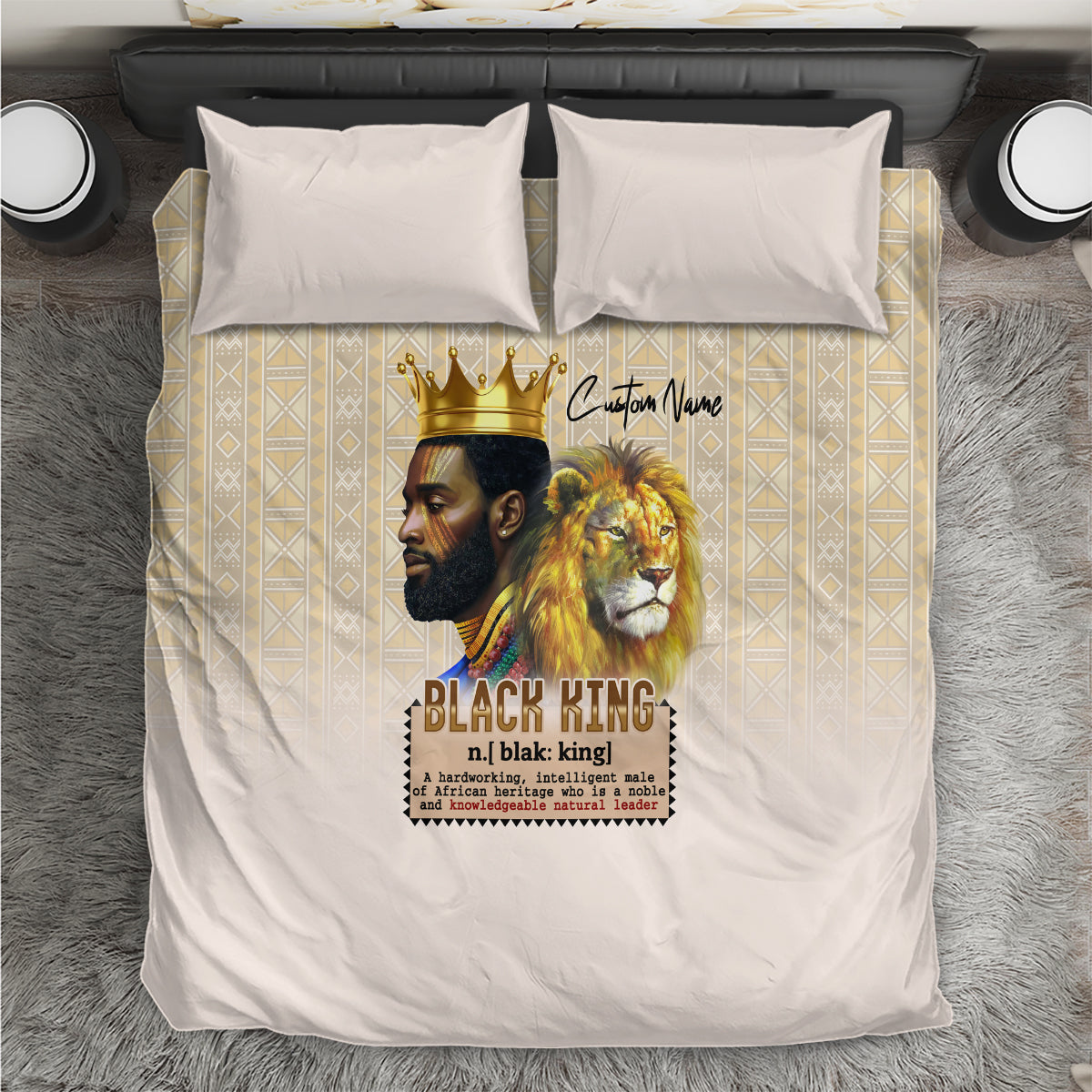Lion Black King Bedding Set African Heritage - Wonder Print Shop