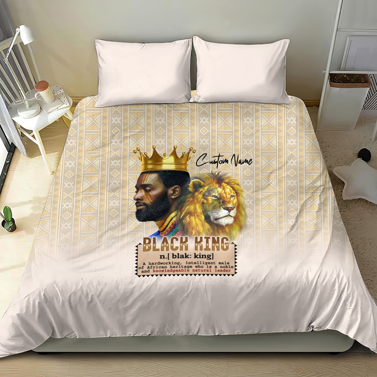 Lion Black King Bedding Set African Heritage - Wonder Print Shop