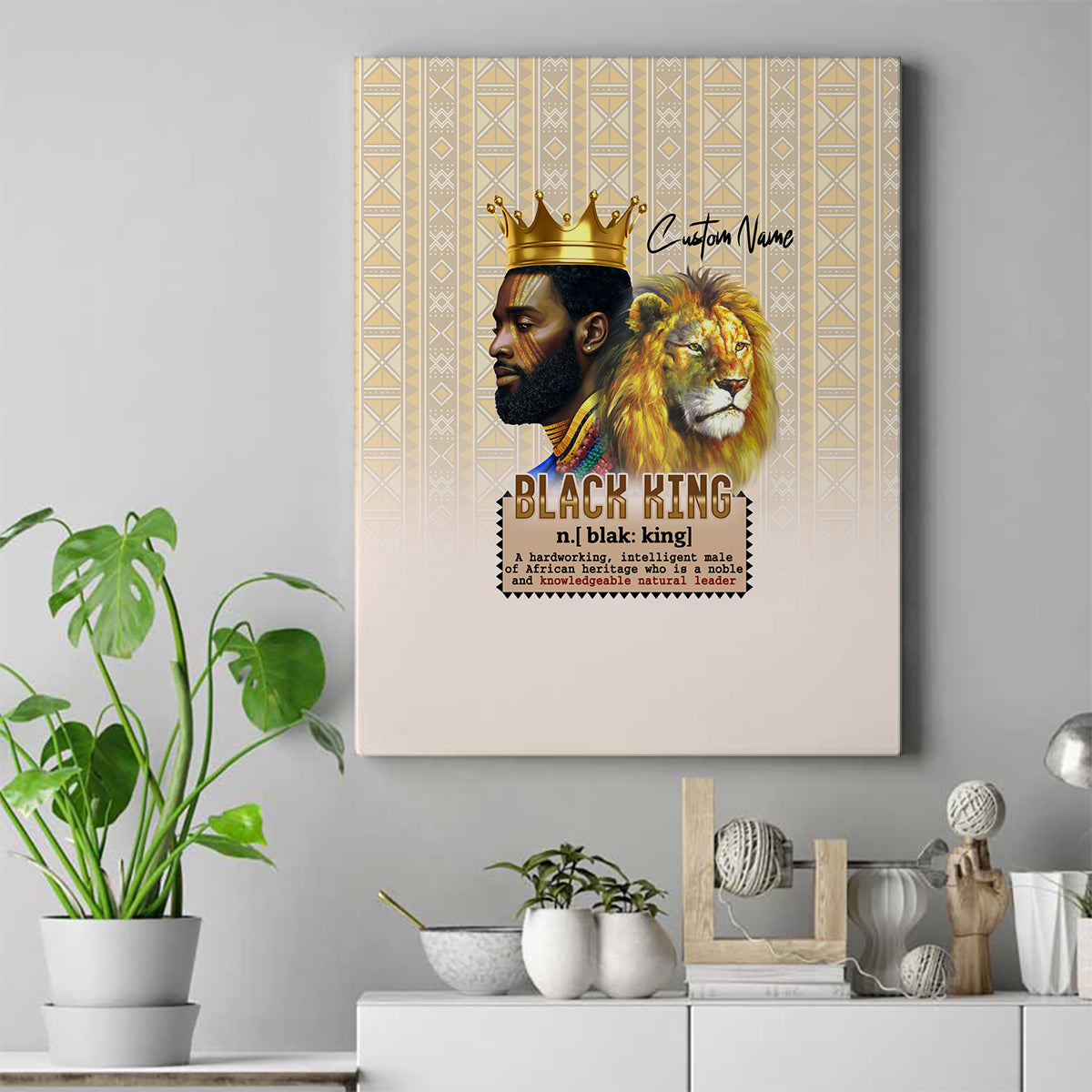 Lion Black King Canvas Wall Art African Heritage - Wonder Print Shop