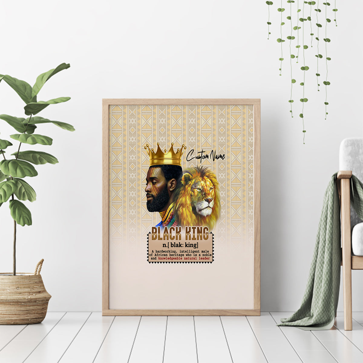 Lion Black King Canvas Wall Art African Heritage - Wonder Print Shop