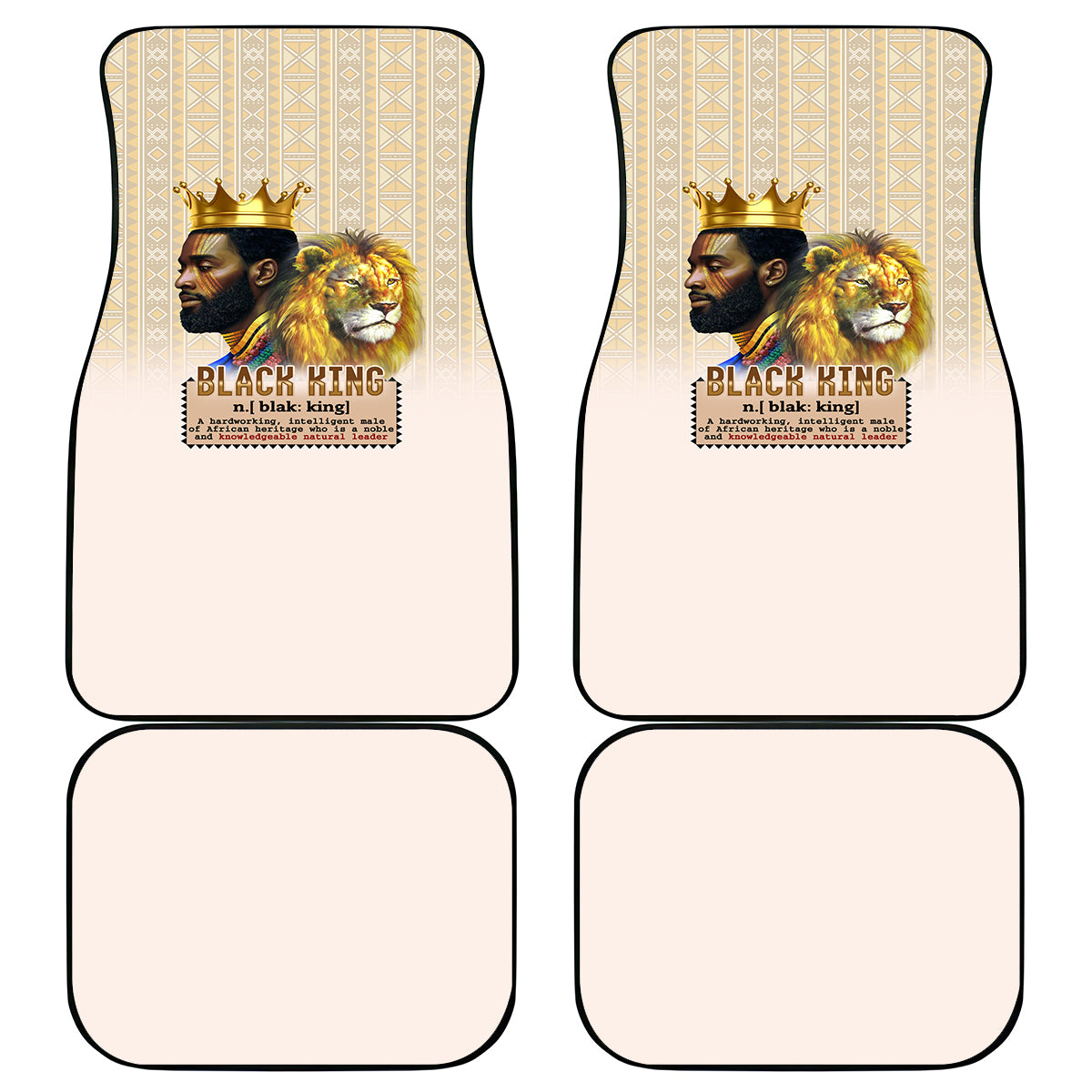 Lion Black King Car Mats African Heritage - Wonder Print Shop