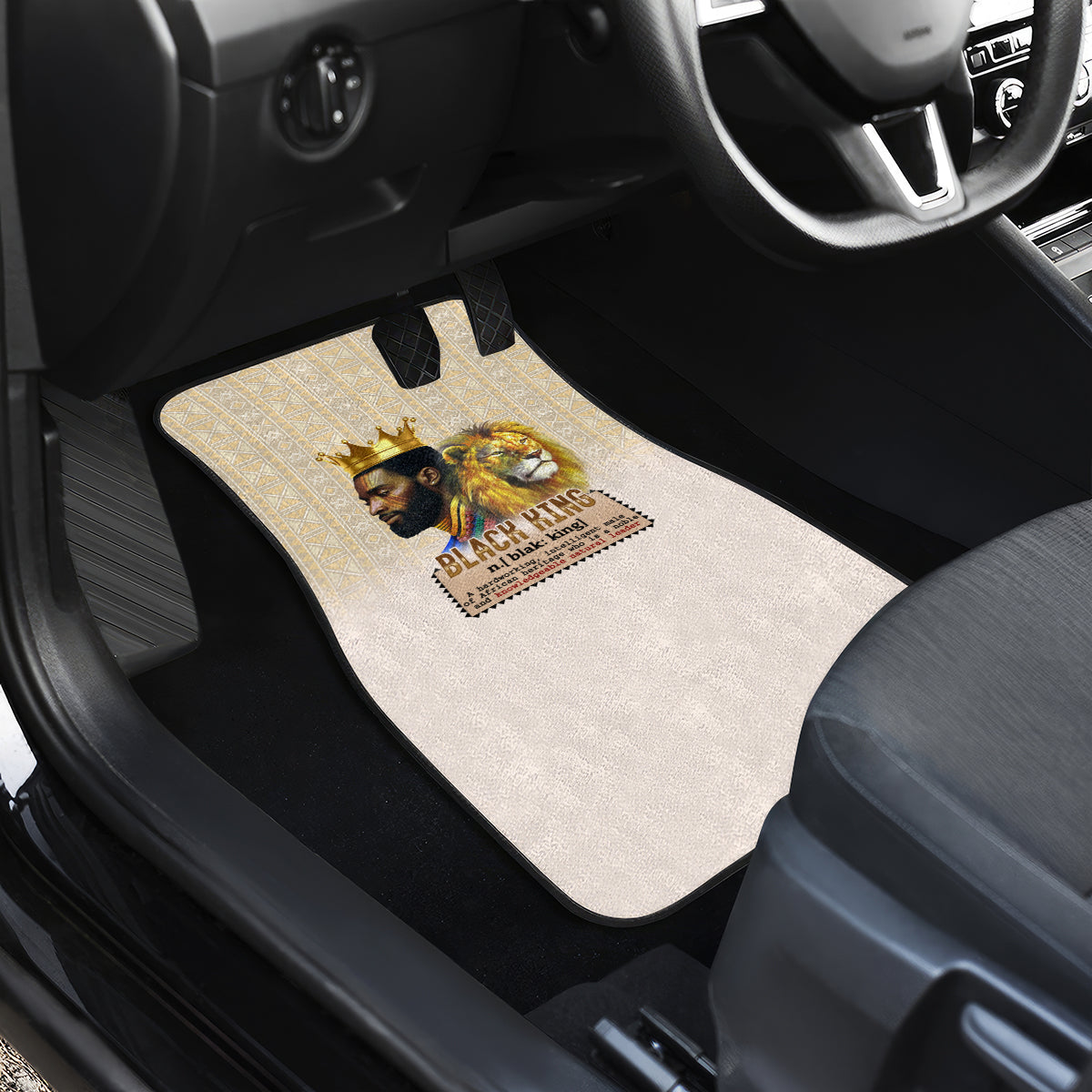 Lion Black King Car Mats African Heritage - Wonder Print Shop