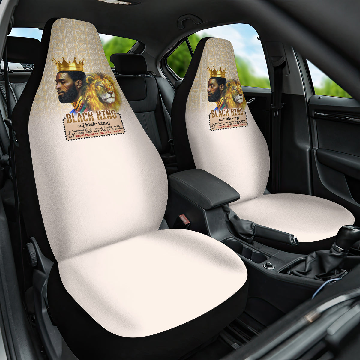 Lion Black King Car Seat Cover African Heritage - Wonder Print Shop