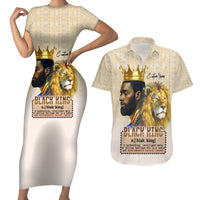 Lion Black King Couples Matching Short Sleeve Bodycon Dress and Hawaiian Shirt African Heritage - Wonder Print Shop