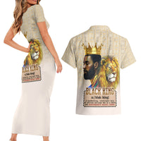 Lion Black King Couples Matching Short Sleeve Bodycon Dress and Hawaiian Shirt African Heritage - Wonder Print Shop