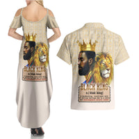 Lion Black King Couples Matching Summer Maxi Dress and Hawaiian Shirt African Heritage - Wonder Print Shop