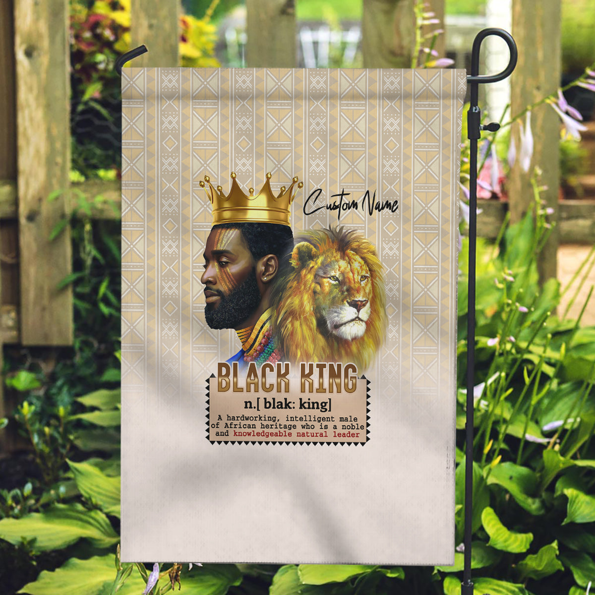Lion Black King Garden Flag African Heritage - Wonder Print Shop