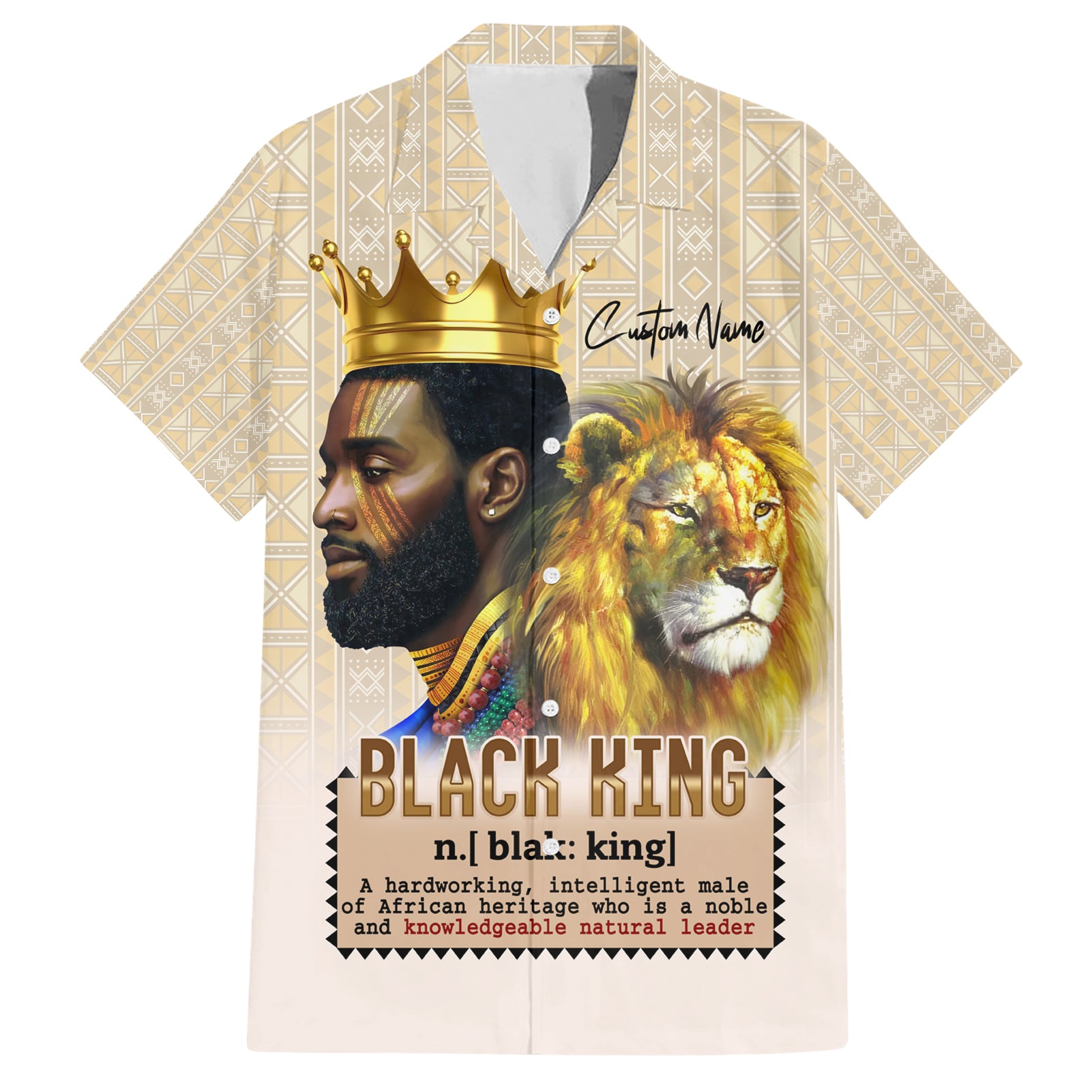 Lion Black King Hawaiian Shirt African Heritage - Wonder Print Shop