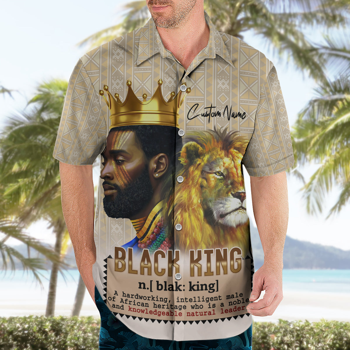 Lion Black King Hawaiian Shirt African Heritage - Wonder Print Shop