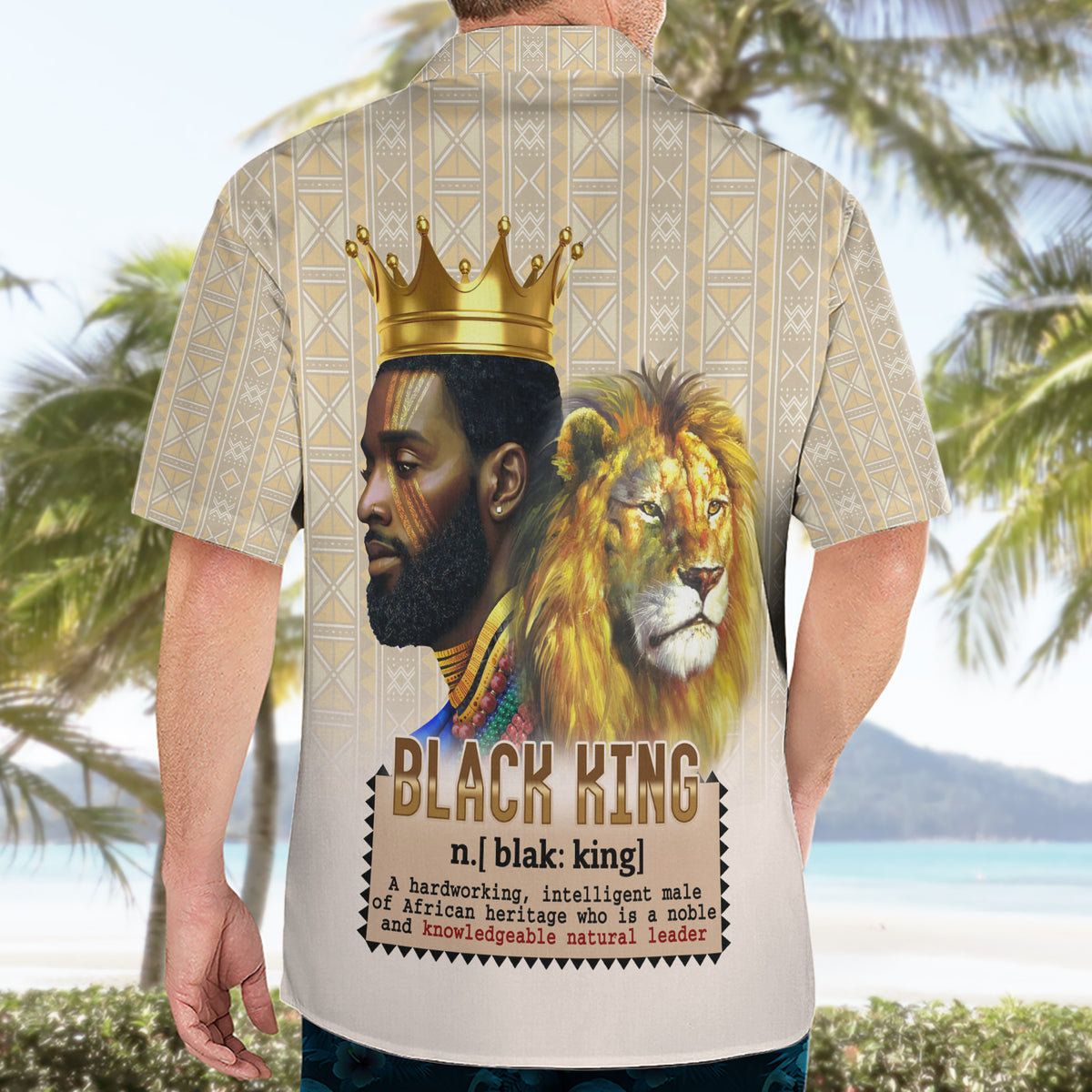 Lion Black King Hawaiian Shirt African Heritage - Wonder Print Shop