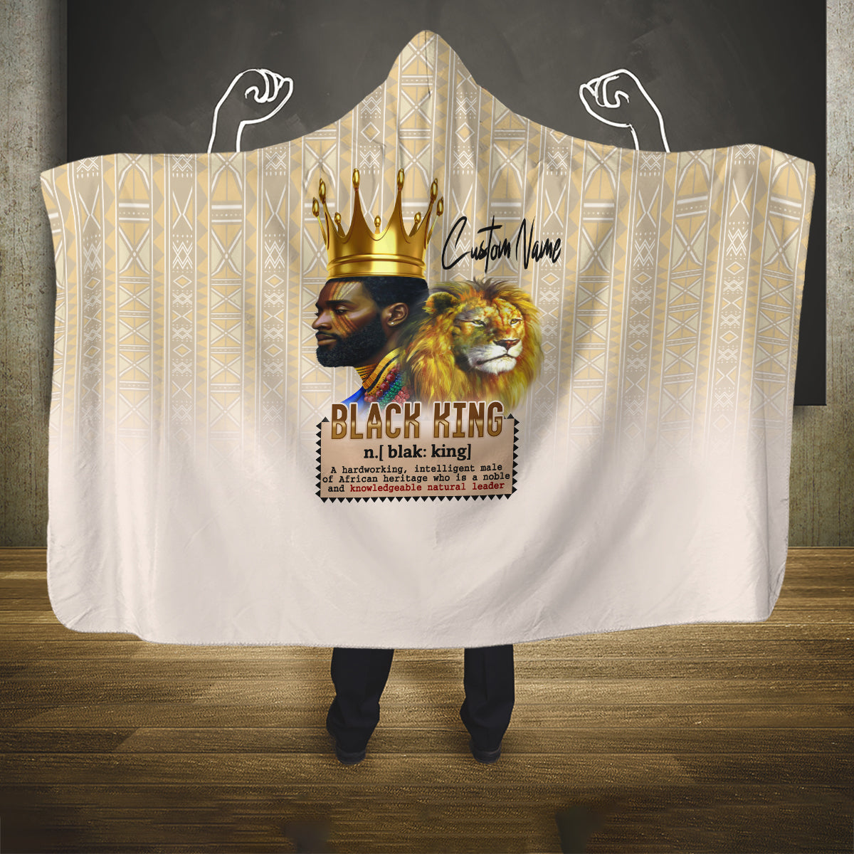 Lion Black King Hooded Blanket African Heritage