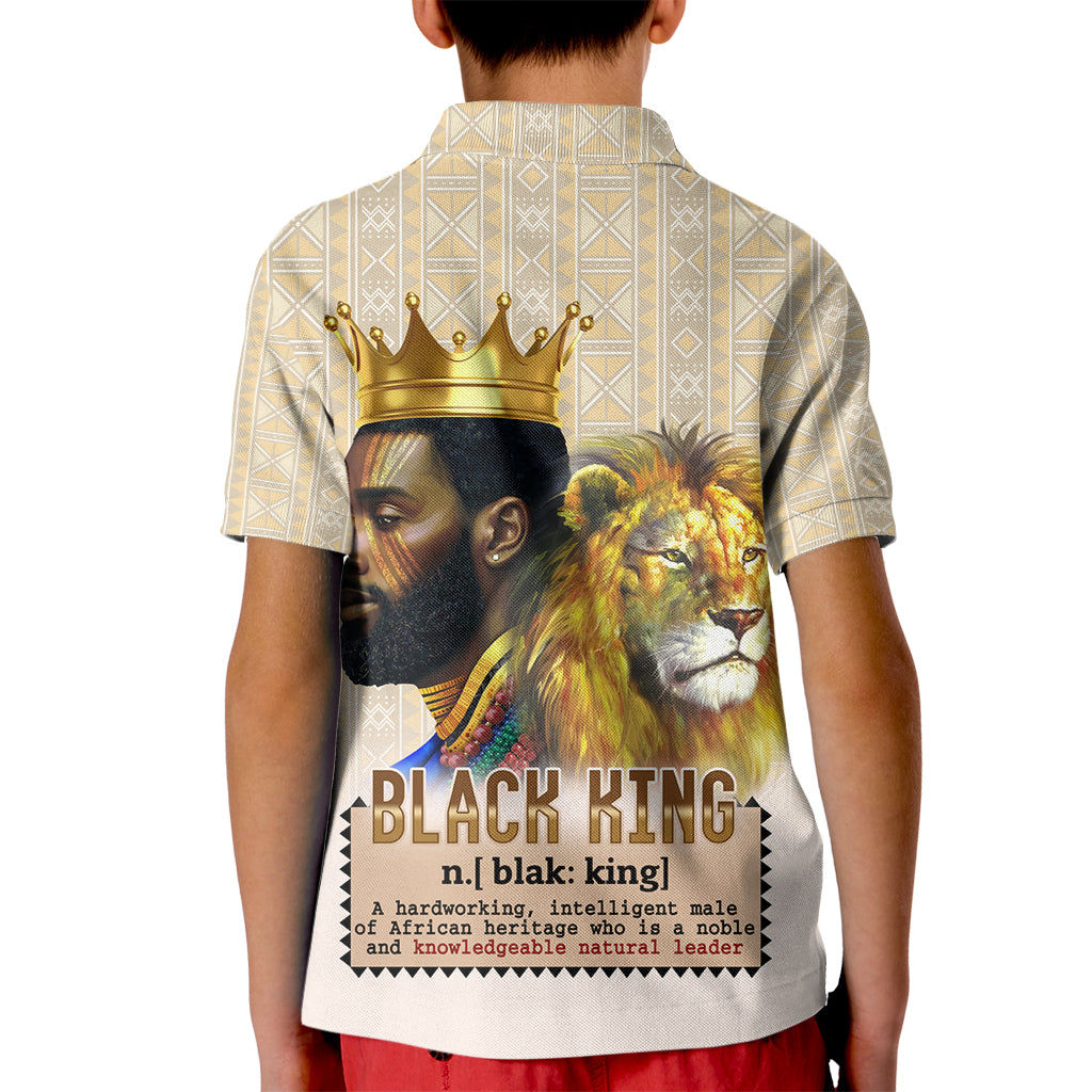 Lion Black King Kid Polo Shirt African Heritage - Wonder Print Shop