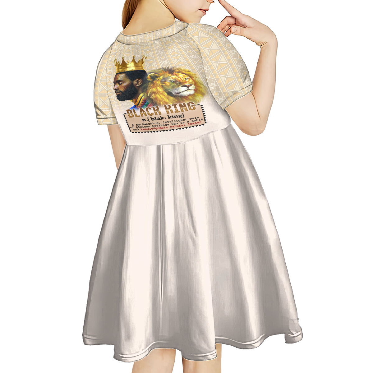 Lion Black King Kid Short Sleeve Dress African Heritage - Wonder Print Shop