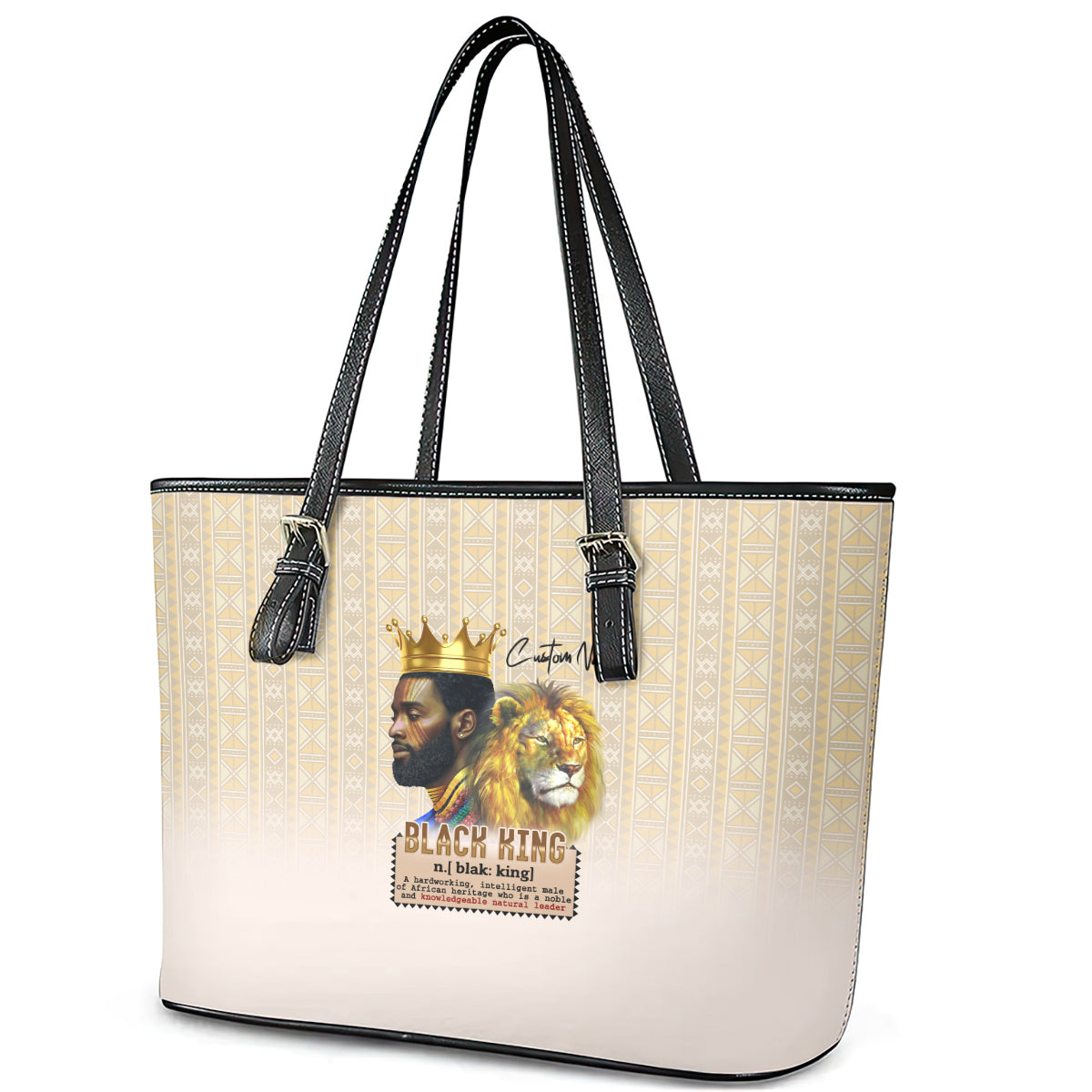 Lion Black King Leather Tote Bag African Heritage - Wonder Print Shop