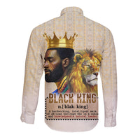 Lion Black King Long Sleeve Button Shirt African Heritage - Wonder Print Shop