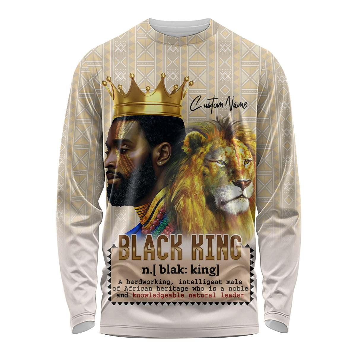 Lion Black King Long Sleeve Shirt African Heritage - Wonder Print Shop