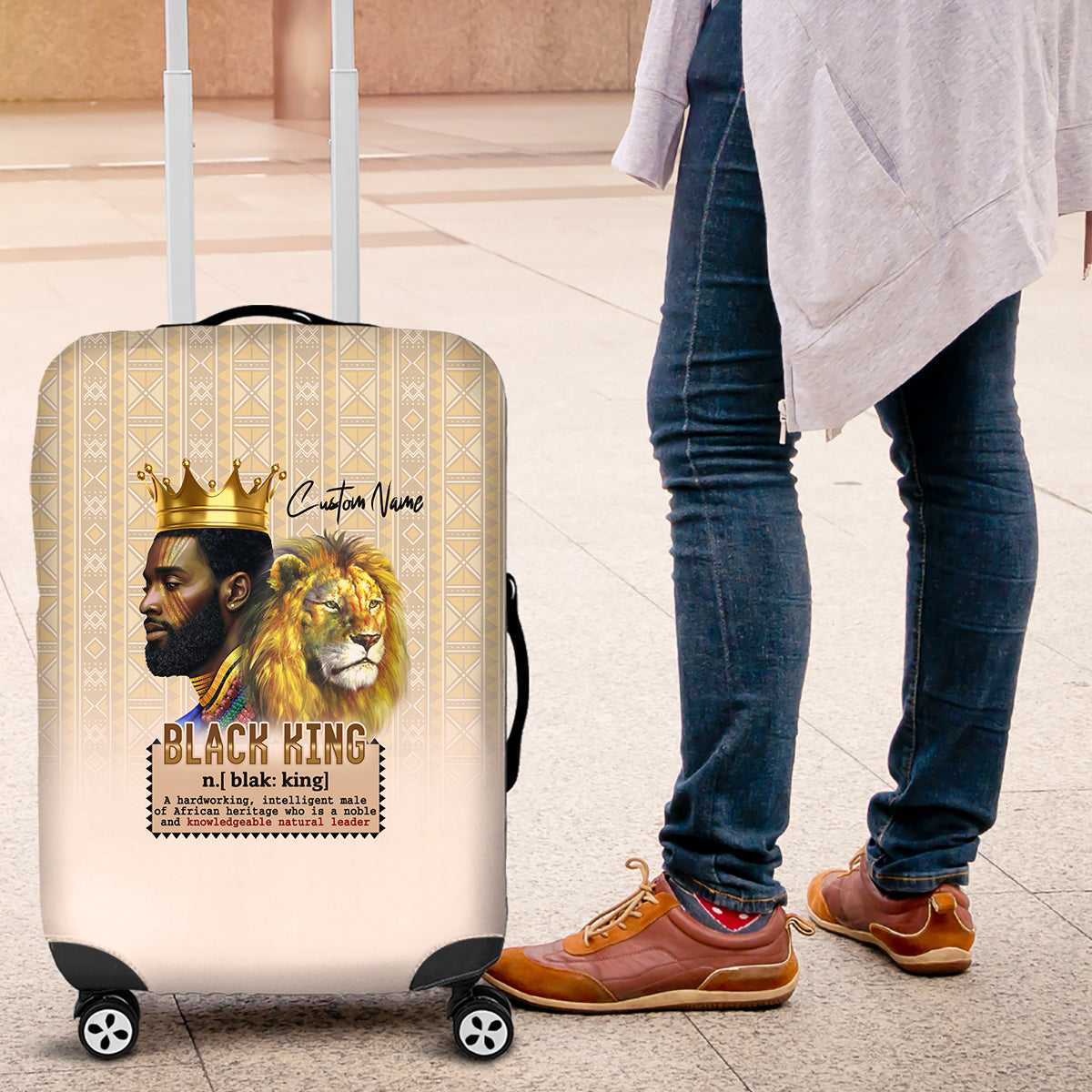 Lion Black King Luggage Cover African Heritage - Wonder Print Shop