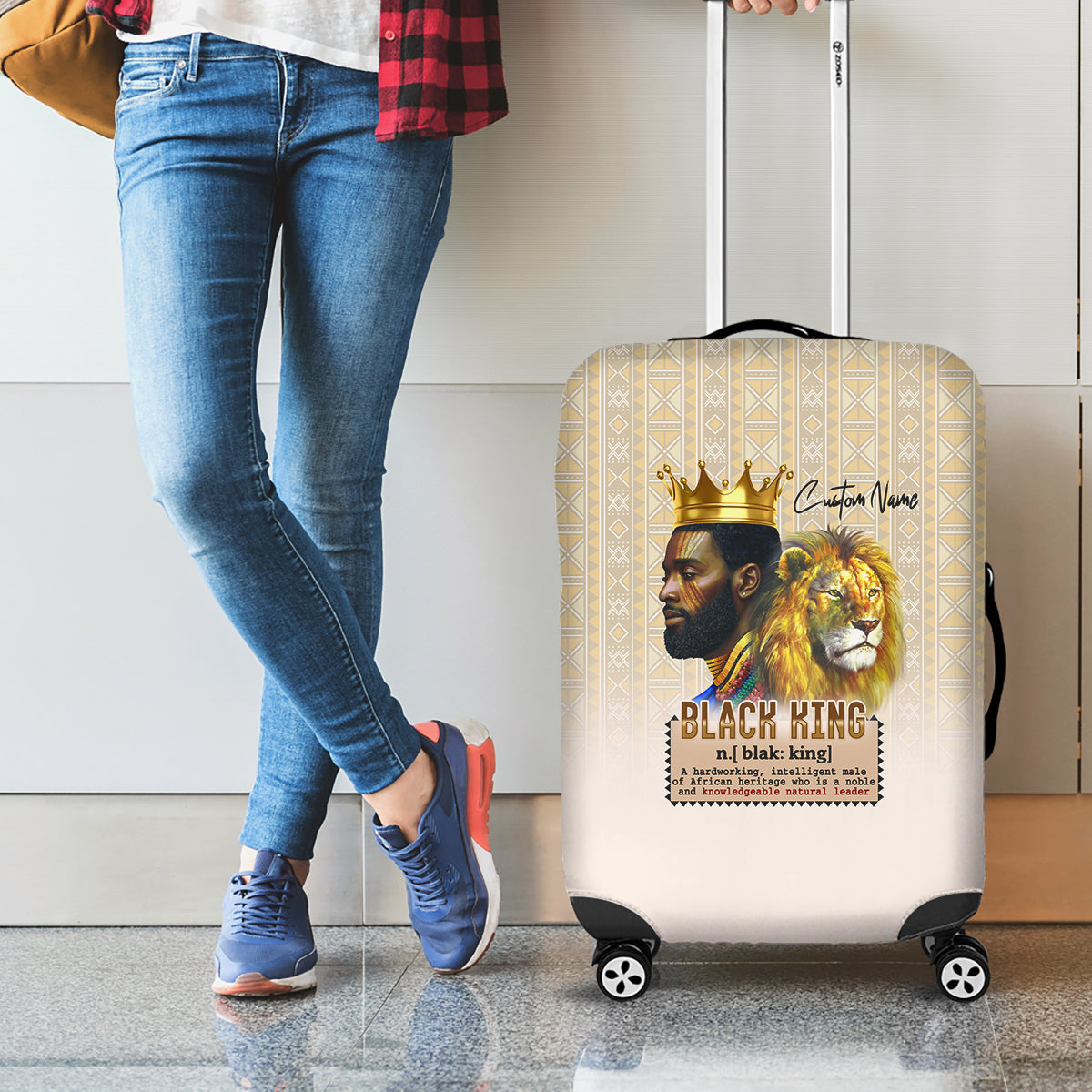 Lion Black King Luggage Cover African Heritage - Wonder Print Shop