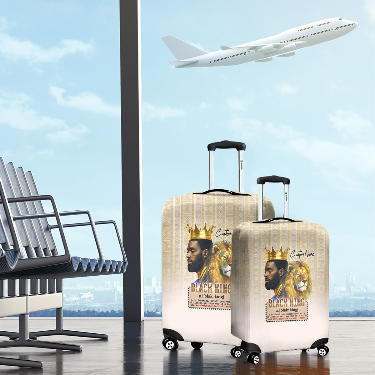 Lion Black King Luggage Cover African Heritage - Wonder Print Shop