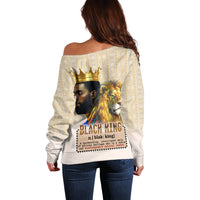 Lion Black King Off Shoulder Sweater African Heritage - Wonder Print Shop