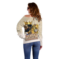 Lion Black King Off Shoulder Sweater African Heritage - Wonder Print Shop