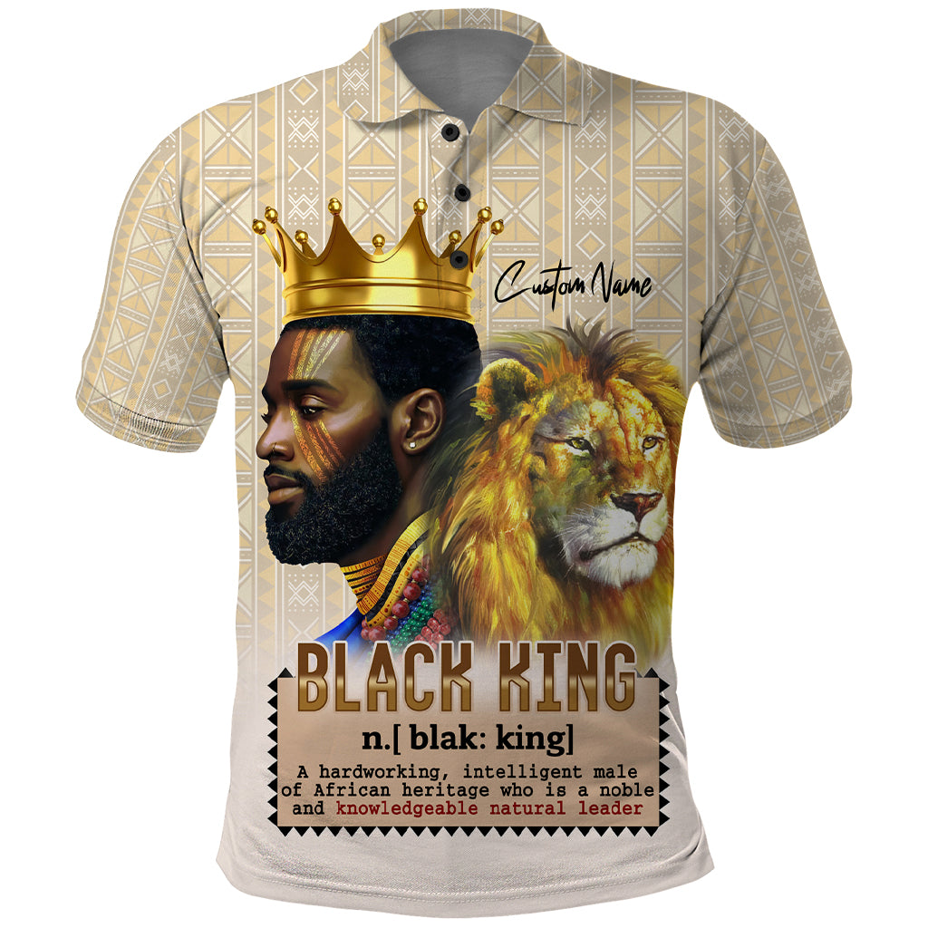 Lion Black King Polo Shirt African Heritage - Wonder Print Shop