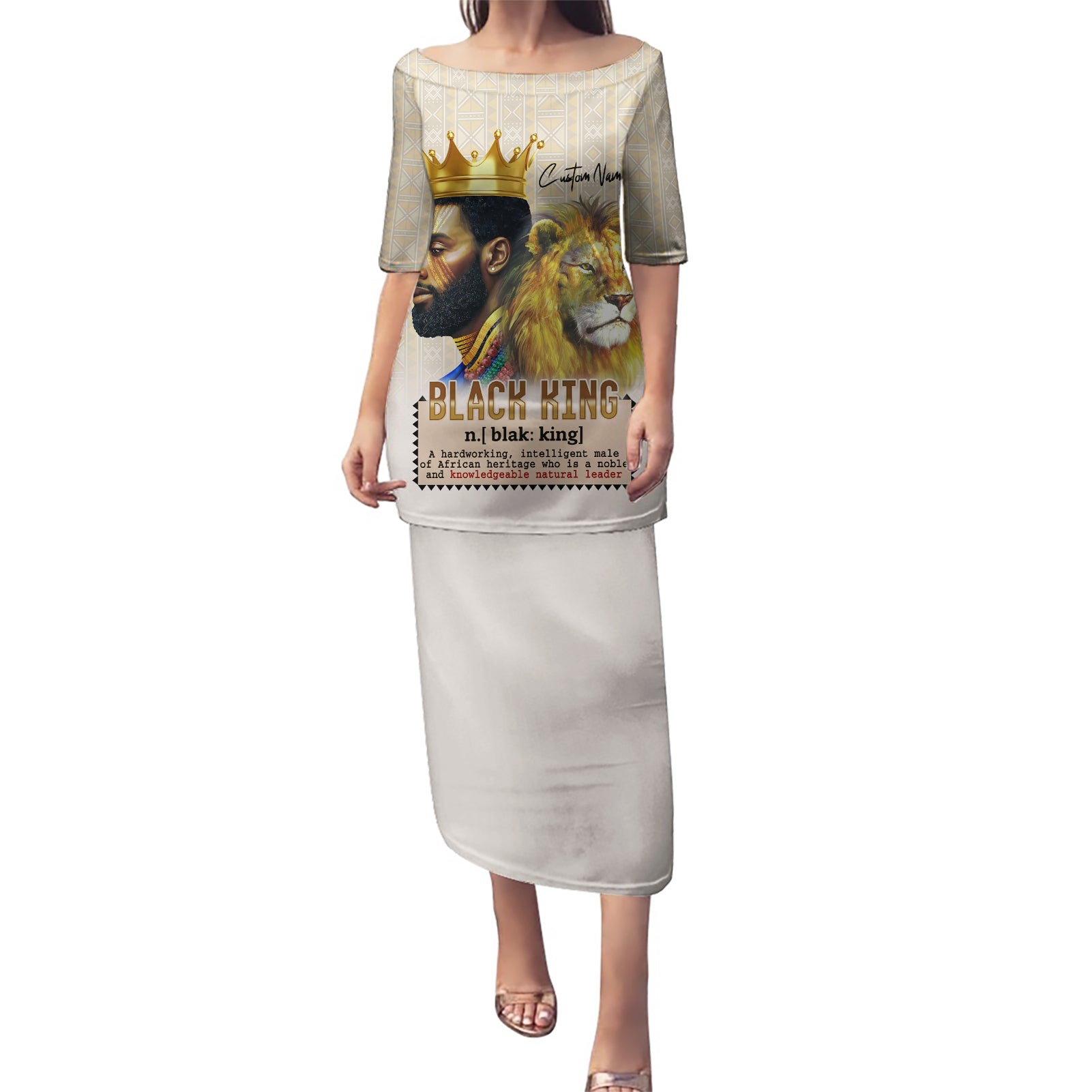 Lion Black King Puletasi African Heritage - Wonder Print Shop