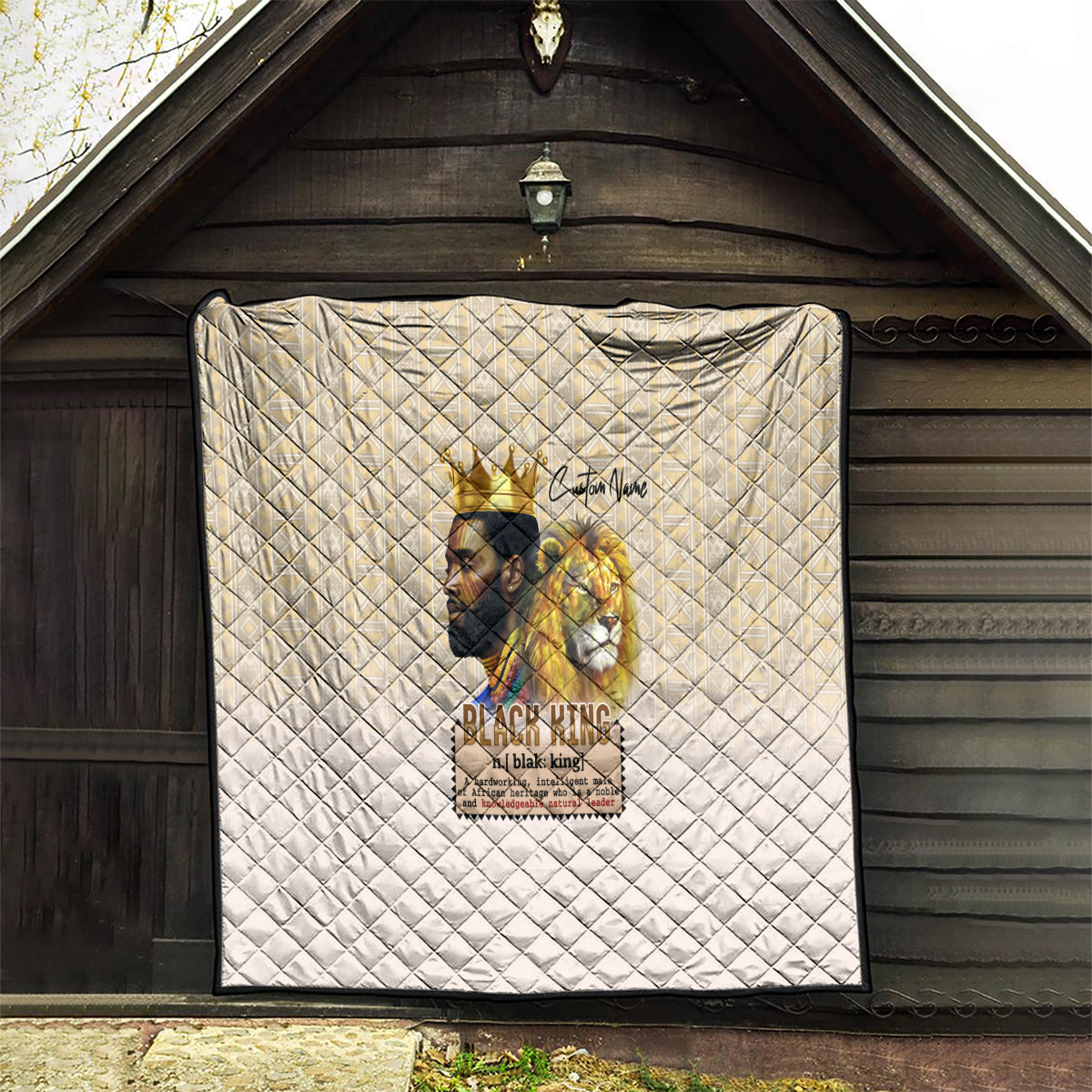 Lion Black King Quilt African Heritage - Wonder Print Shop