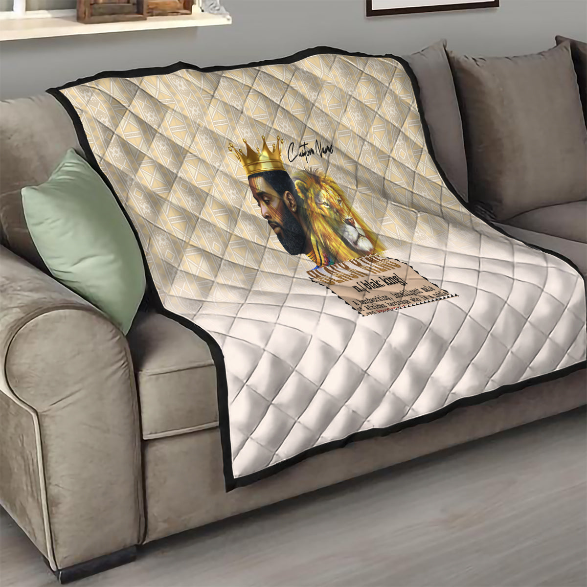Lion Black King Quilt African Heritage - Wonder Print Shop