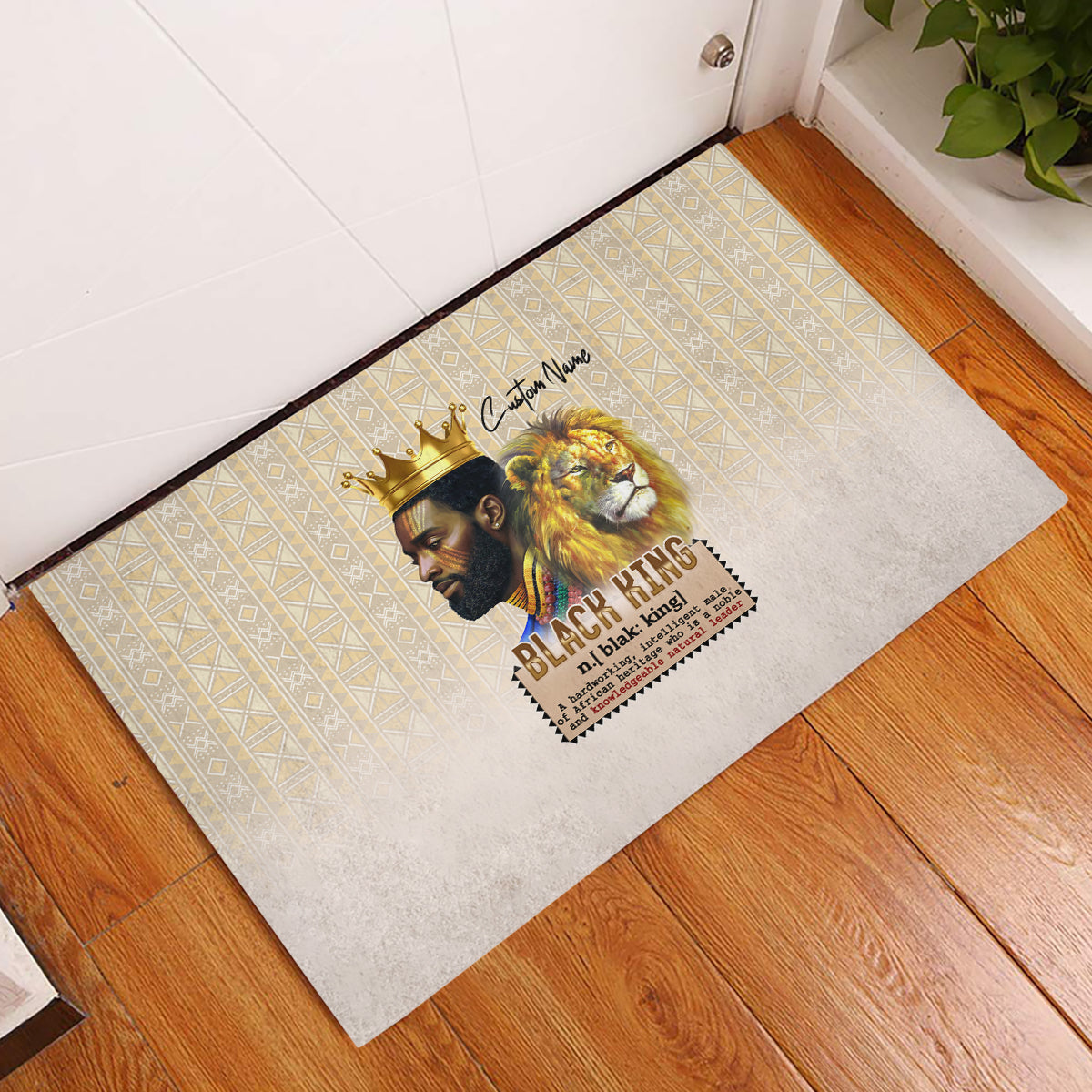 Lion Black King Rubber Doormat African Heritage - Wonder Print Shop