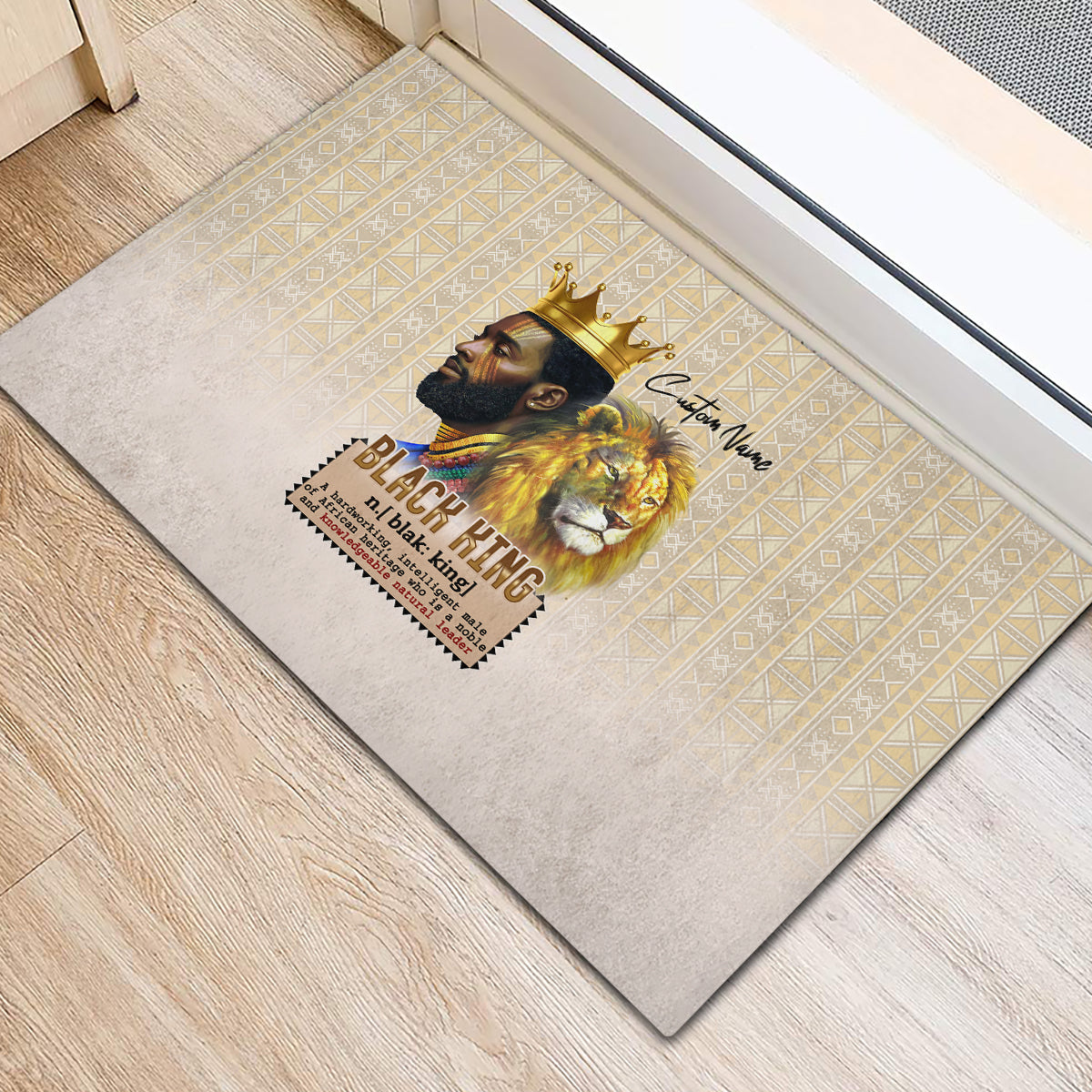 Lion Black King Rubber Doormat African Heritage - Wonder Print Shop