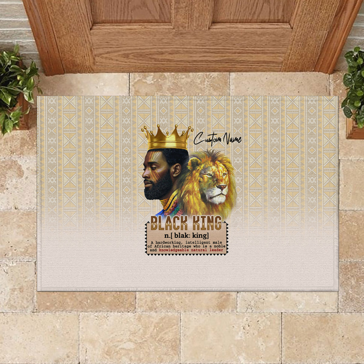 Lion Black King Rubber Doormat African Heritage - Wonder Print Shop