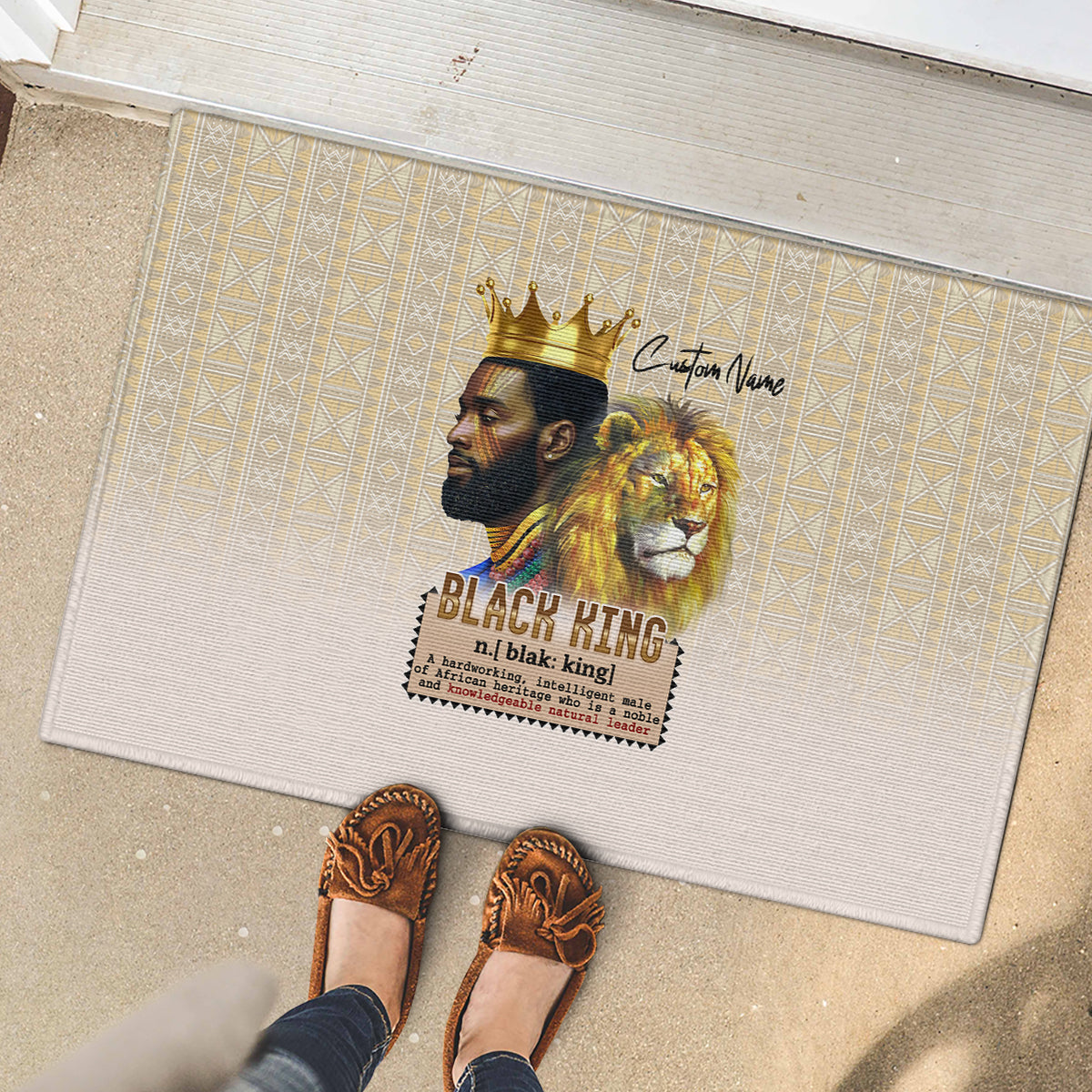 Lion Black King Rubber Doormat African Heritage - Wonder Print Shop