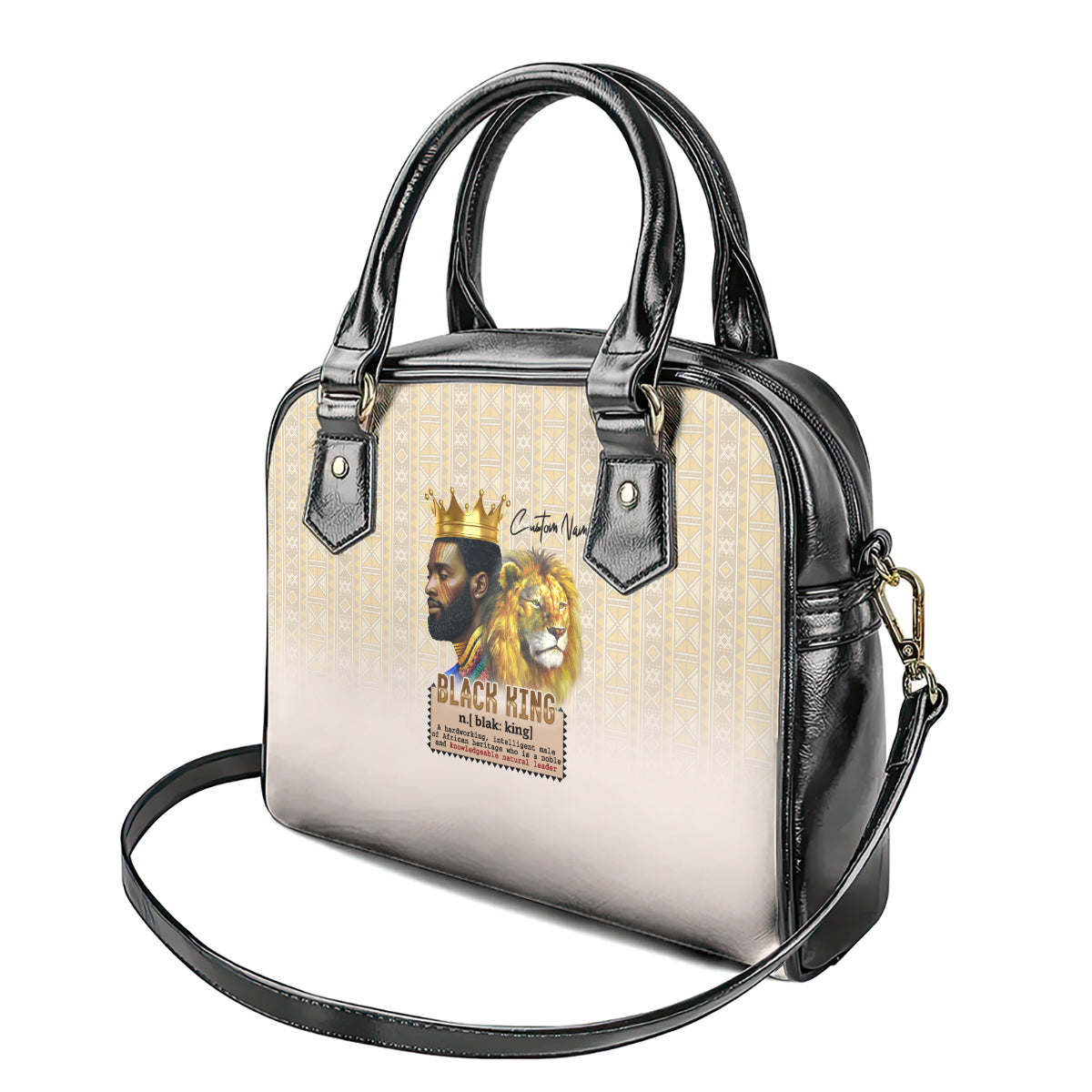 Lion Black King Shoulder Handbag African Heritage