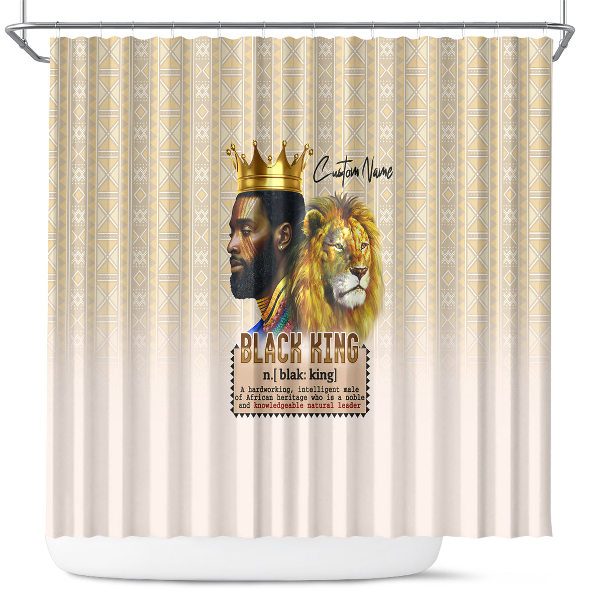 Lion Black King Shower Curtain African Heritage