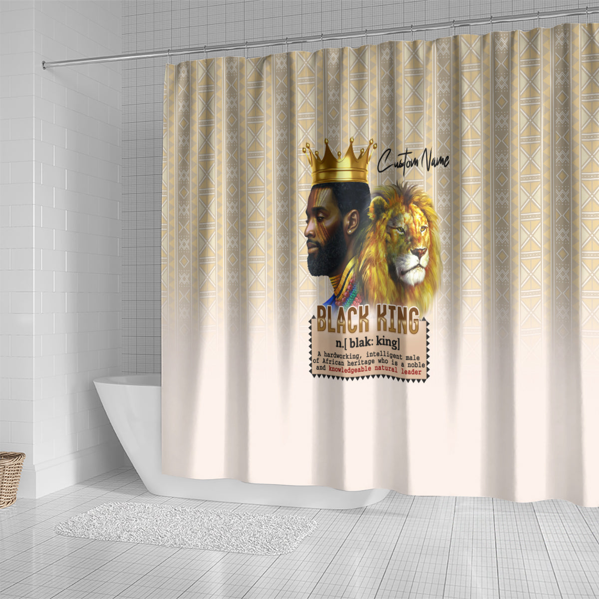 Lion Black King Shower Curtain African Heritage