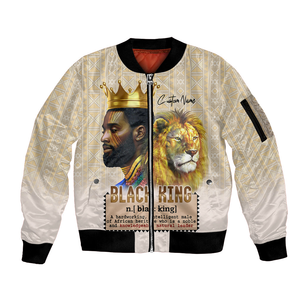 Lion Black King Sleeve Zip Bomber Jacket African Heritage - Wonder Print Shop