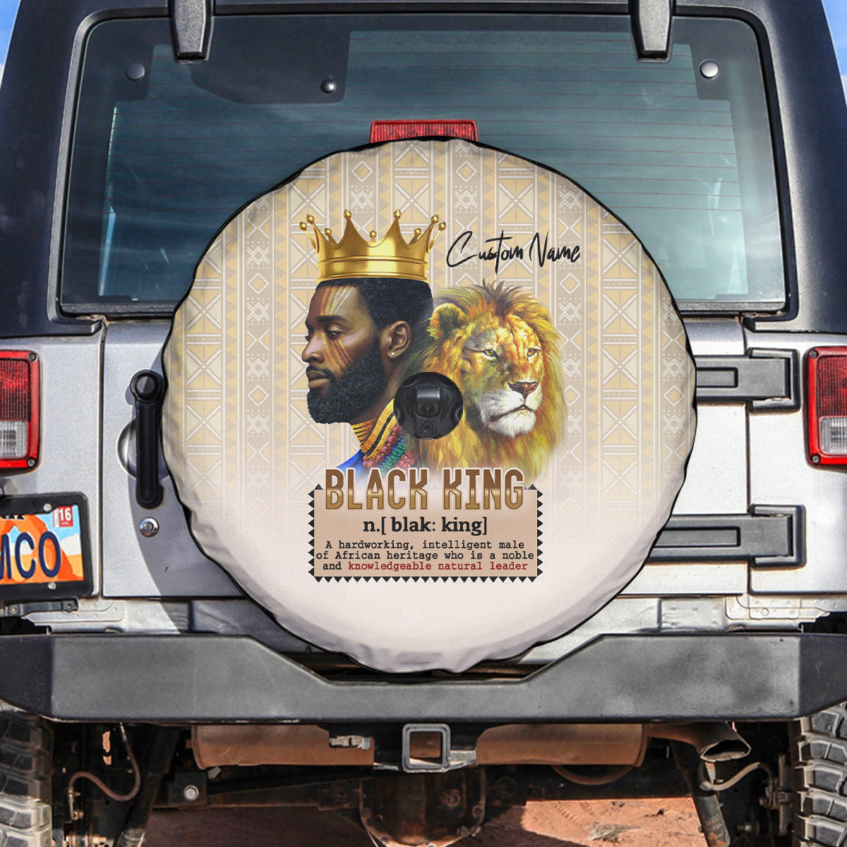 Lion Black King Spare Tire Cover African Heritage - Wonder Print Shop