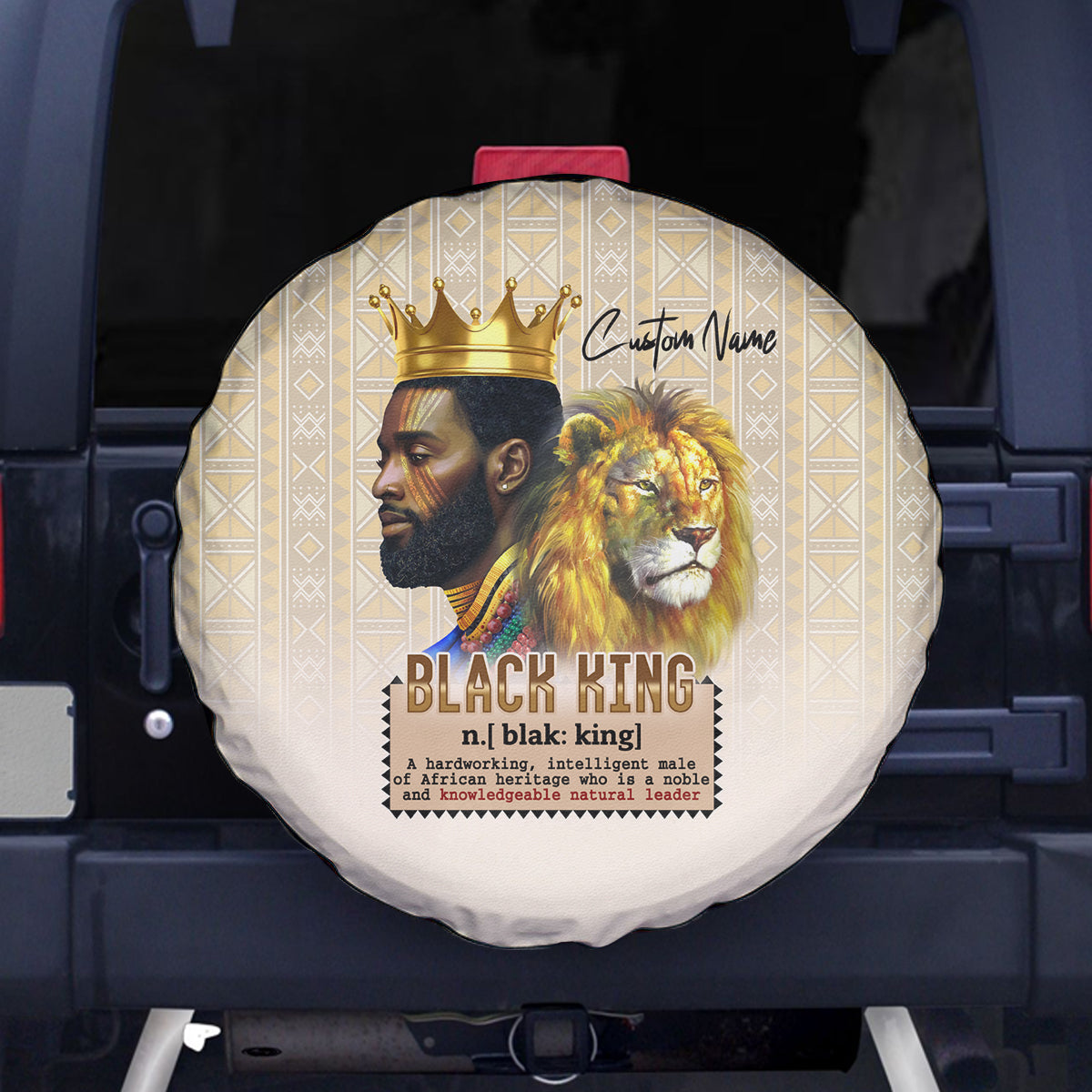 Lion Black King Spare Tire Cover African Heritage - Wonder Print Shop